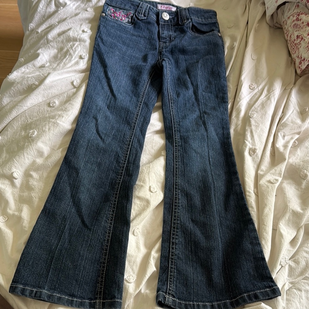Girls flare Blue Jeans with rhinestones - size 10- like new